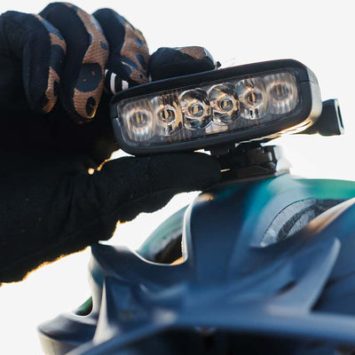 Bike Helmet Light mounted on helmet